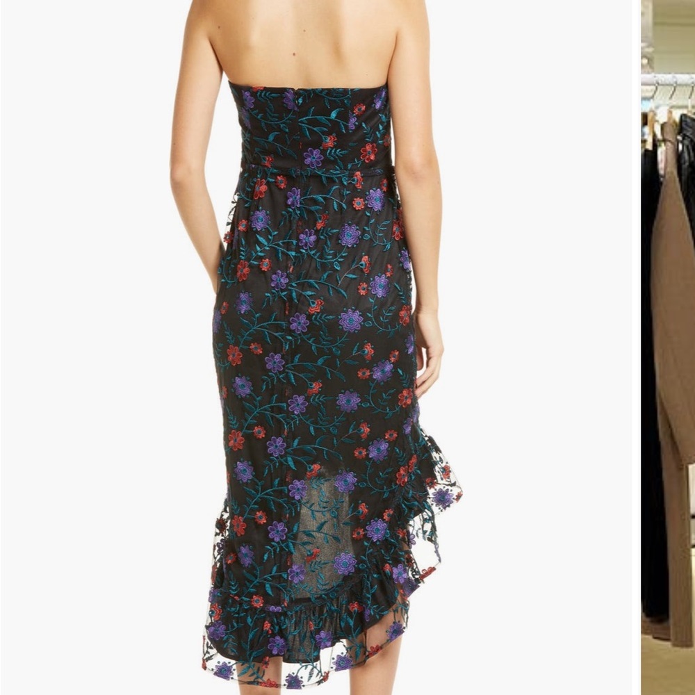 Sam Edelman Blue and Pink Strapless Sheath Dress